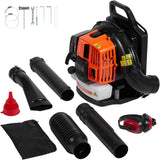 VEVOR Soplador de Hojas de Mochila, Soplador de Hojas de Gas de 2 Ciclos de 63 CC con Tanque de Combustible de 1,89 L, Volumen de Aire de 1110 CFM, Velocidad de 220 mph, para el Cuidado del Césped