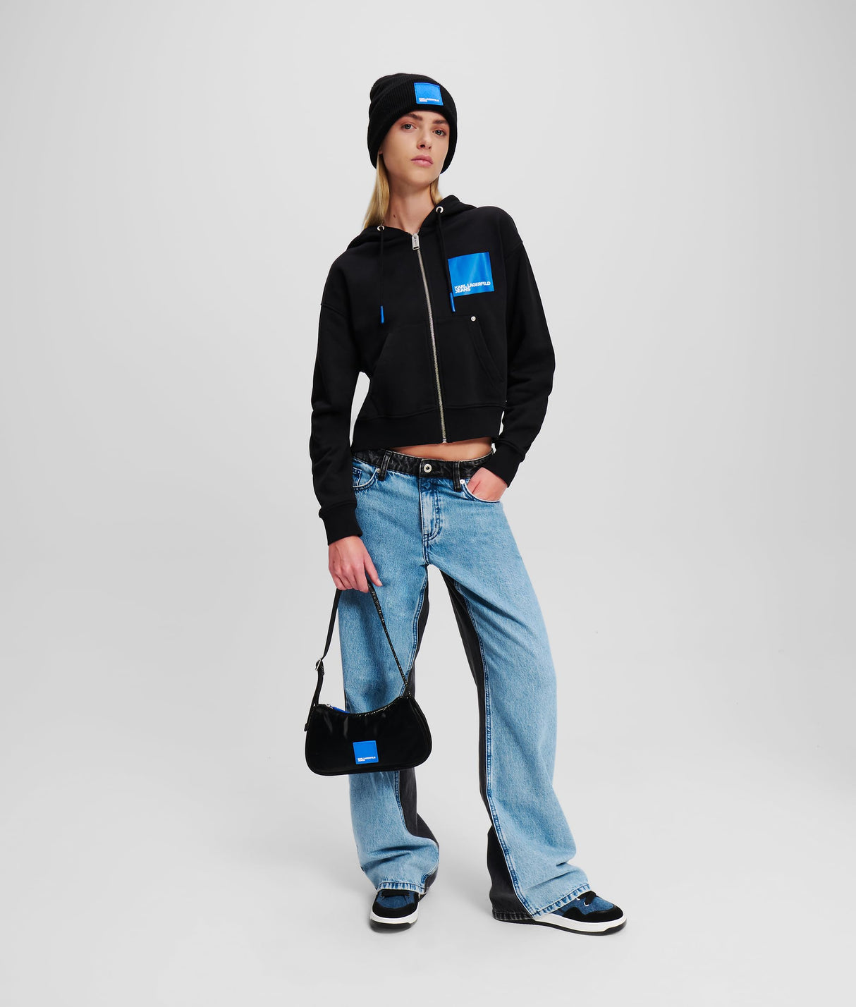 KARL LAGERFELD JEANS, para Mujer, Sudadera con Capucha y Cremallera, Negro, Extragrande