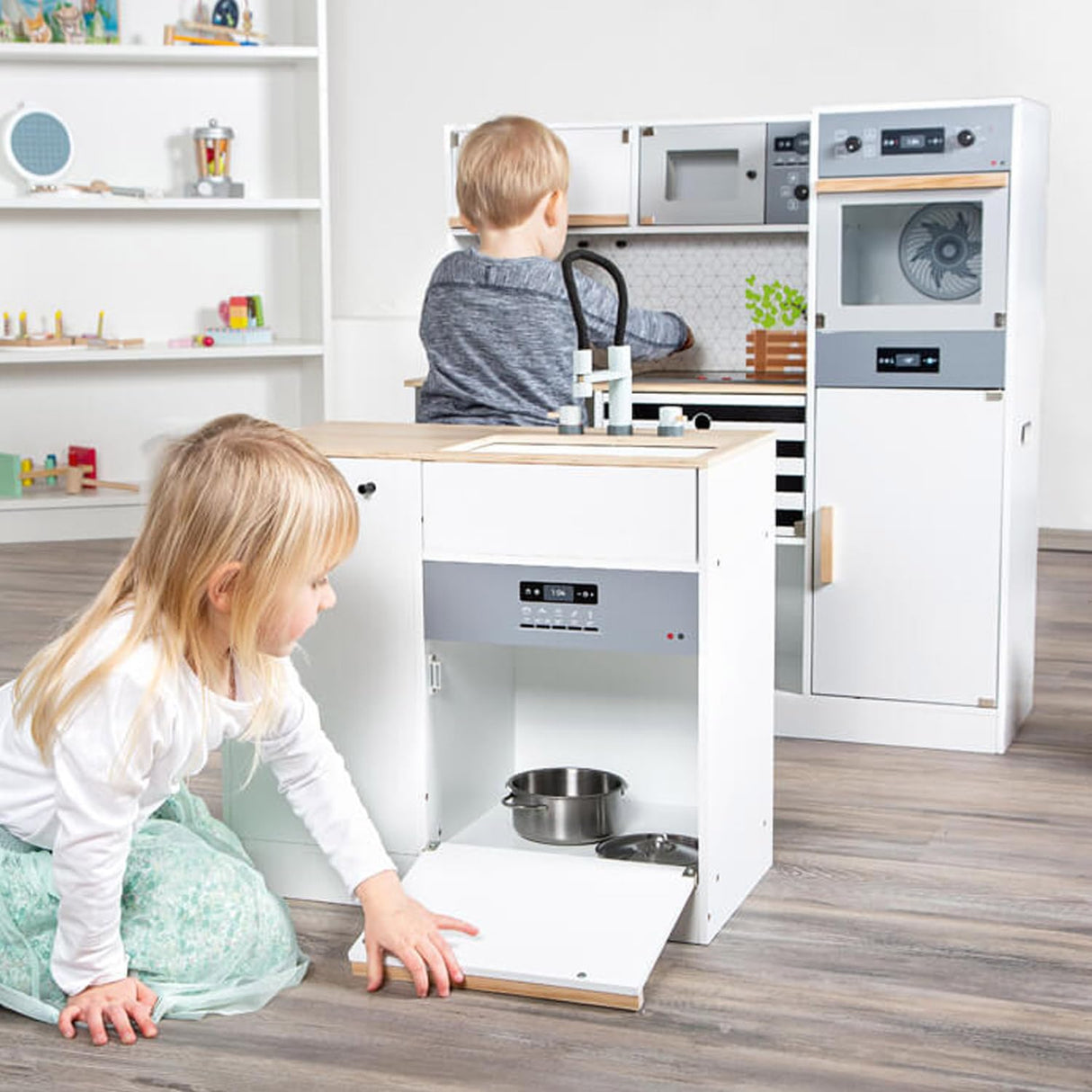 11464 Cocina infantil modular XL, small foot, de madera, cocina multifuncional, juego de rol, sistema modular , color/modelo surtido