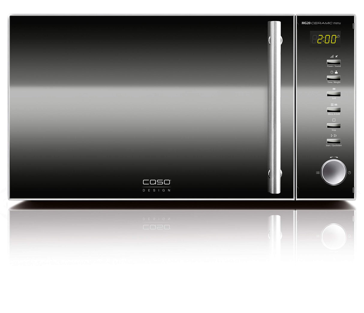 Caso MG20C Encimera 20L 800W Negro, Acero inoxidable - Microondas (Encimera, 20 L, 800 W, Botones, Giratorio, Negro, Acero inoxidable, 1000 W)