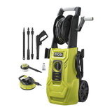 RYOBI - Hidrolimpiadora de Alta Presión 2000W, 150 Bares, 450l/h - Manguera 8m, Carrete, 2 Lanzas (1Vario, 1Turbo), Depósito Detergente 0,9l, Limpiador Suelos 25cm, Cepillo Multisuperficie - RY150PWA