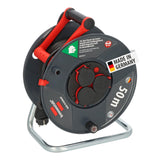 Brennenstuhl Enrollacables Garant V2 IP44 50m exterior (Made in Germany, 3 tomas de corriente con contacto de puesta a tierra, plástico especial)