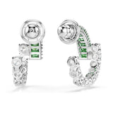 Swarovski Pendientes de aro Matrix, Tallas mixtas, Verdes, Baño de rodio