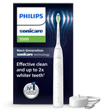 Philips Sonicare 5500 cepillo dental eléctrico, sónico con 1 nivel de intensidad, alerta de presión, EasyStart, SmarTimer y BrushPacer, blanco, modelo HX7110/01 [Nueva Tecnología]