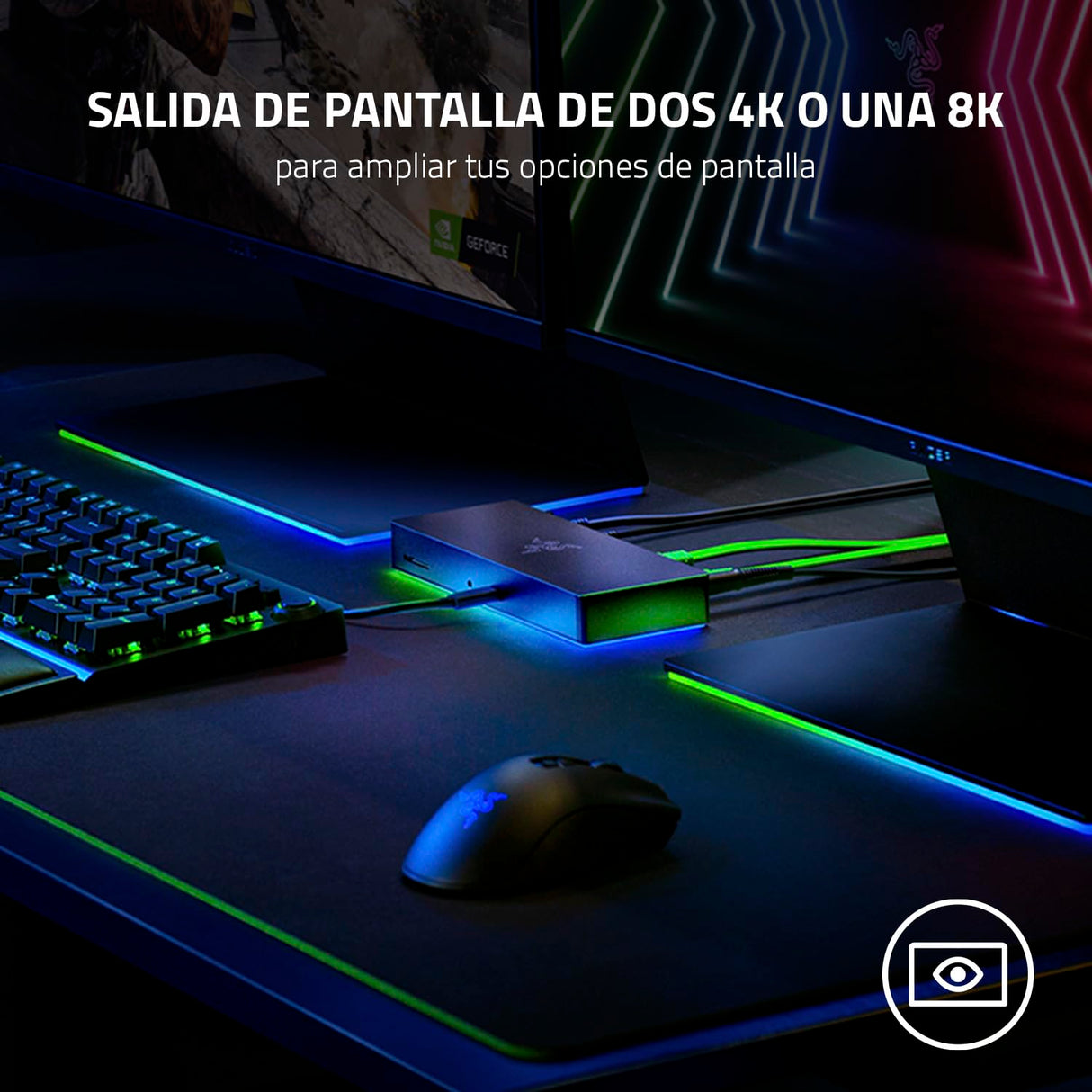 Razer Thunderbolt 4 Dock Chroma - Hub Premium con iluminación RGB para Windows y Mac (10 puertos en uno, salida a Dos monitores 4K o un monitor 8K) Negro