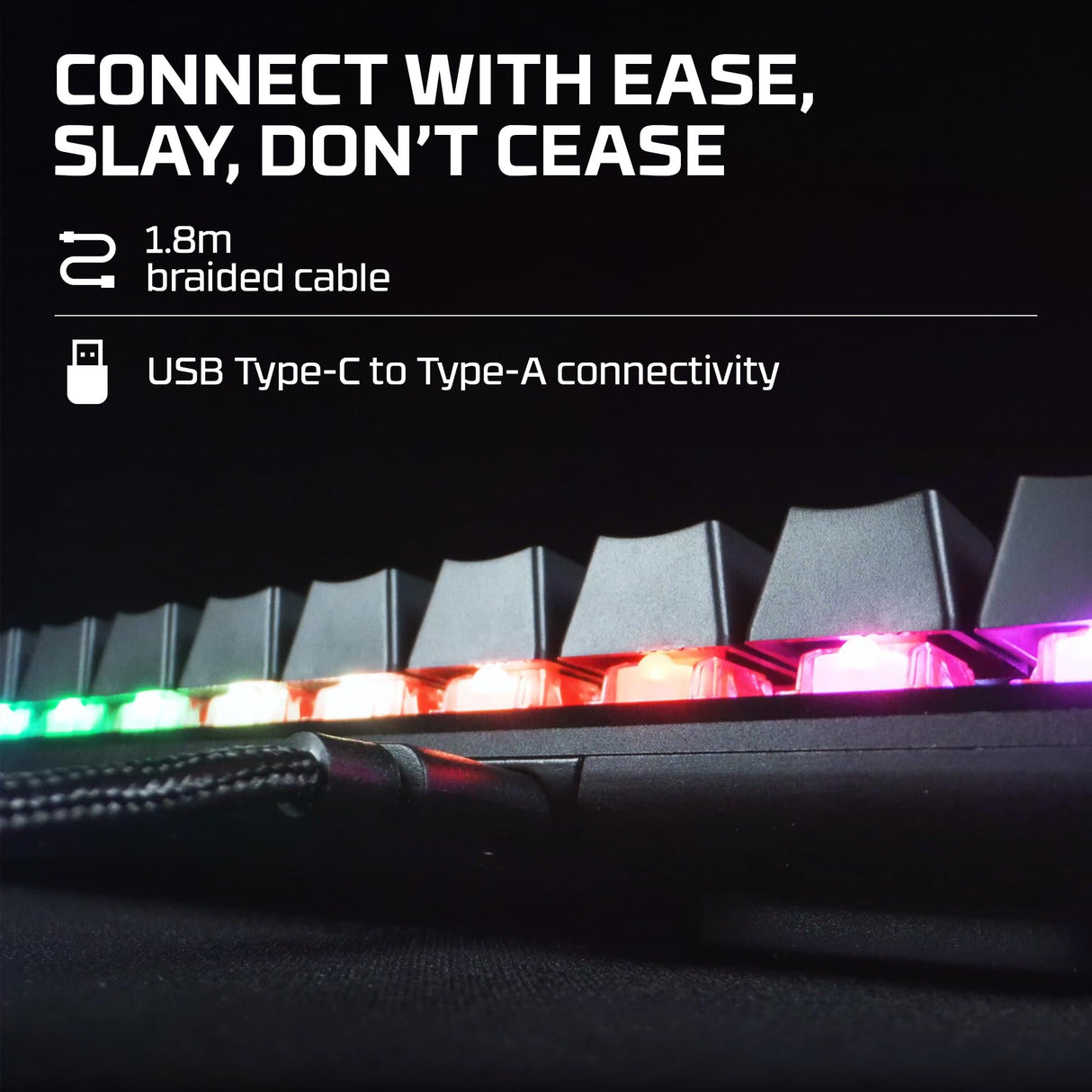 HyperX Alloy Origins 60 – Teclado mecánico para juegos - Formato ultracompacto al 60 % – Tecla HyperX Aqua (táctil) - Cubiertas de PBT de doble capa de las teclas - Retroiluminación LED RGB