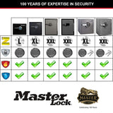 Master Lock Caja Fuerte de Seguridad, Ignifuga y Resistente al Agua, llave y Combinación Digital, XXlarge 56,6L - LTW205GYC
