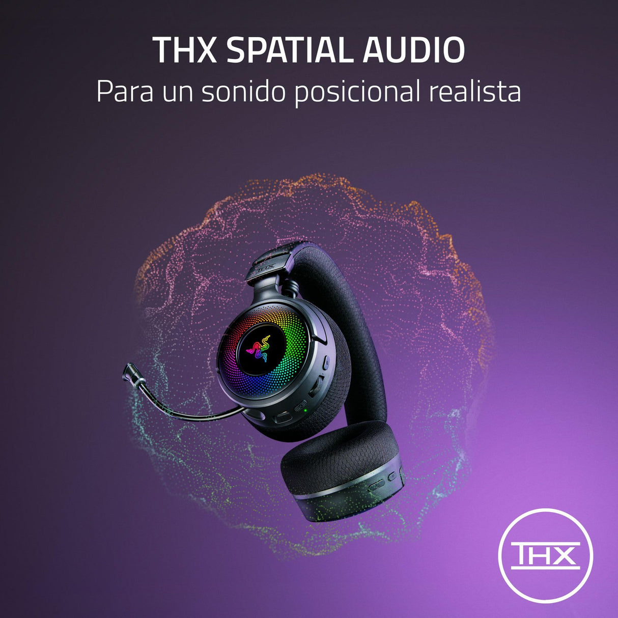 Razer Kraken V4 - Wireless Gaming Headset (3 Modes Connectivity, Triforce 40mm Drivers, 9-Zone RGB Earcup Lighting, Mix & Volume adjustments, THX Spatial Audio) Black