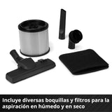 Einhell Aspirador en seco y húmedo TE-VC 2580 SACL (1100 W, Potencia de aspiración 200 mbar, depósito 25 l, Clase de protección al Polvo L, Filtro HEPA, Limpieza de filtros, Toma aut., Accesorios)
