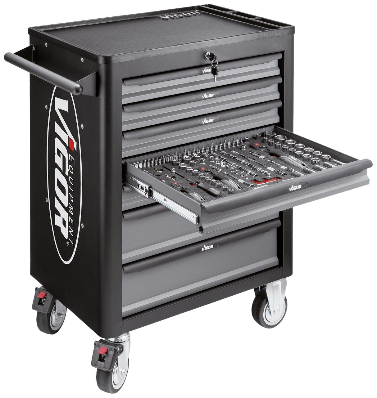 Vigor Carrito de taller con selección Longitud total: 723 mm ∙ Número de herramientas: 317, 1 pieza, v5055