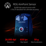 ASUS ROG Keris Wireless AimPoint - Ratón Gaming (conectividad Triple 2.4GHz RF, Bluetooth, USB), 36000 dpi, 5 Botones programables, ROG SpeedNova, interruptores Intercambiables, Paracord, Negro