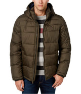 Tommy Hilfiger Hooded Puffer Jacket (Standard and Big & Tall) Abrigo Alternativo Largo, Camuflaje, S para Hombre