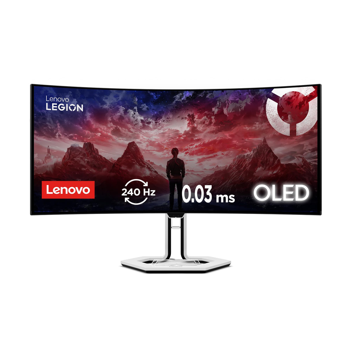 Lenovo Legion Pro 34WD-10 – Monitor Curvo Gaming WQHD 34" OLED (240 Hz, 0.03 ms MPRT, 21:9, HDMI 2.1 + DP 1.4, AMD FreeSync Premium Pro, VESA 100 x 100 mm) Soporte Inclinación/Altura/Giro – Blanco