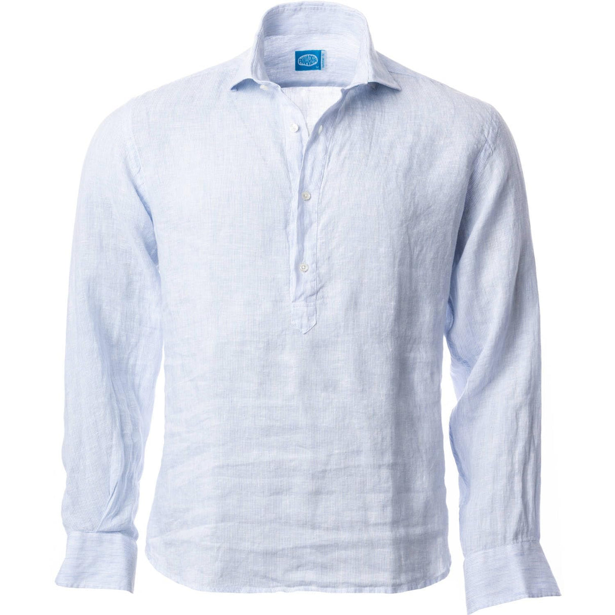 Panareha Camisa Polera Hombre Lino a Rayas Samui Azul (L)
