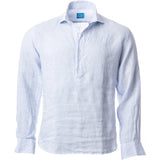 Panareha Camisa Polera Hombre Lino a Rayas Samui Azul (L)