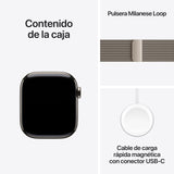Apple Watch Series 11 GPS+Cellular con Caja de Titanio Natural de 42 mm y Pulsera Milanese Loop en Color Natural. Calidad del Sueño,monitores de entreno y Salud,Pantalla Siempre Activa