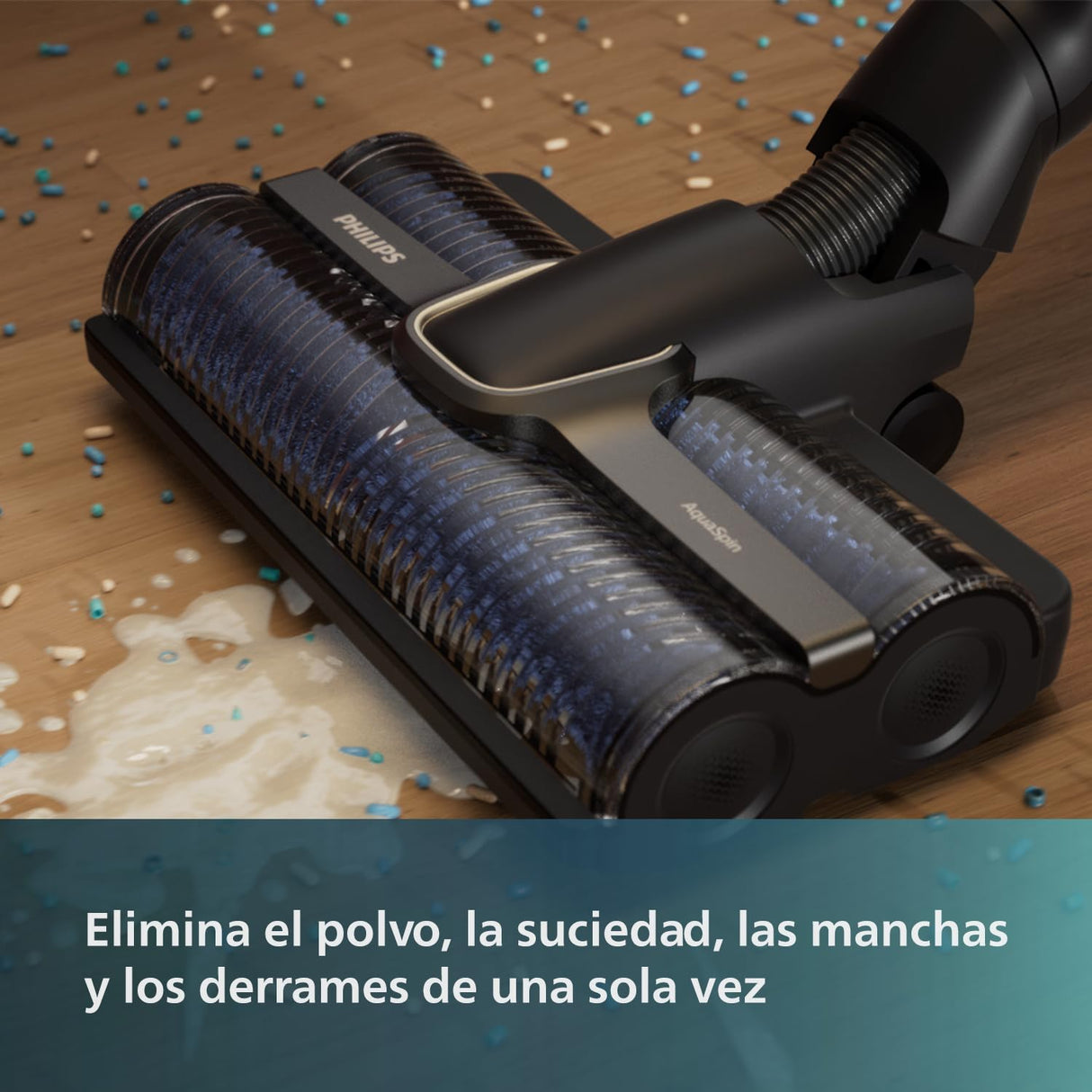 Philips Aspiradora sin Cable Wet & Dry Serie 7000, Aspira y Friega, Autolimpieza Automática, hasta 25 min de Autonomía y 180m2, 3 Modos de Limpieza, Gris Antracita/Champán (XW7110/01)