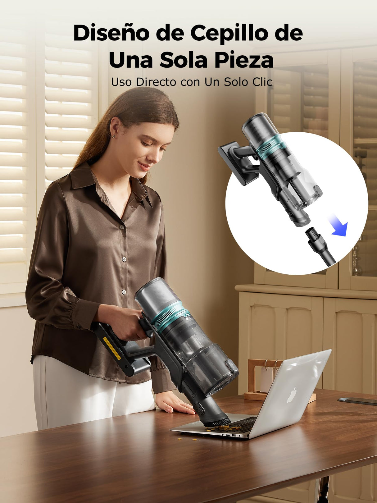 Proscenic P16 Aspiradora sin Cable 55Kpa/550W/65Mins, Aspiradora Escoba Vertical con Tubo Plegable, Cepillo Anti-Enredo y Pantalla Táctile LED para Suelo/Alfombra/Pelos de Mascotas
