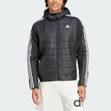 adidas Hombre Essentials 3-Stripes Insulated Hooded Hybrid Jacket, Black, S