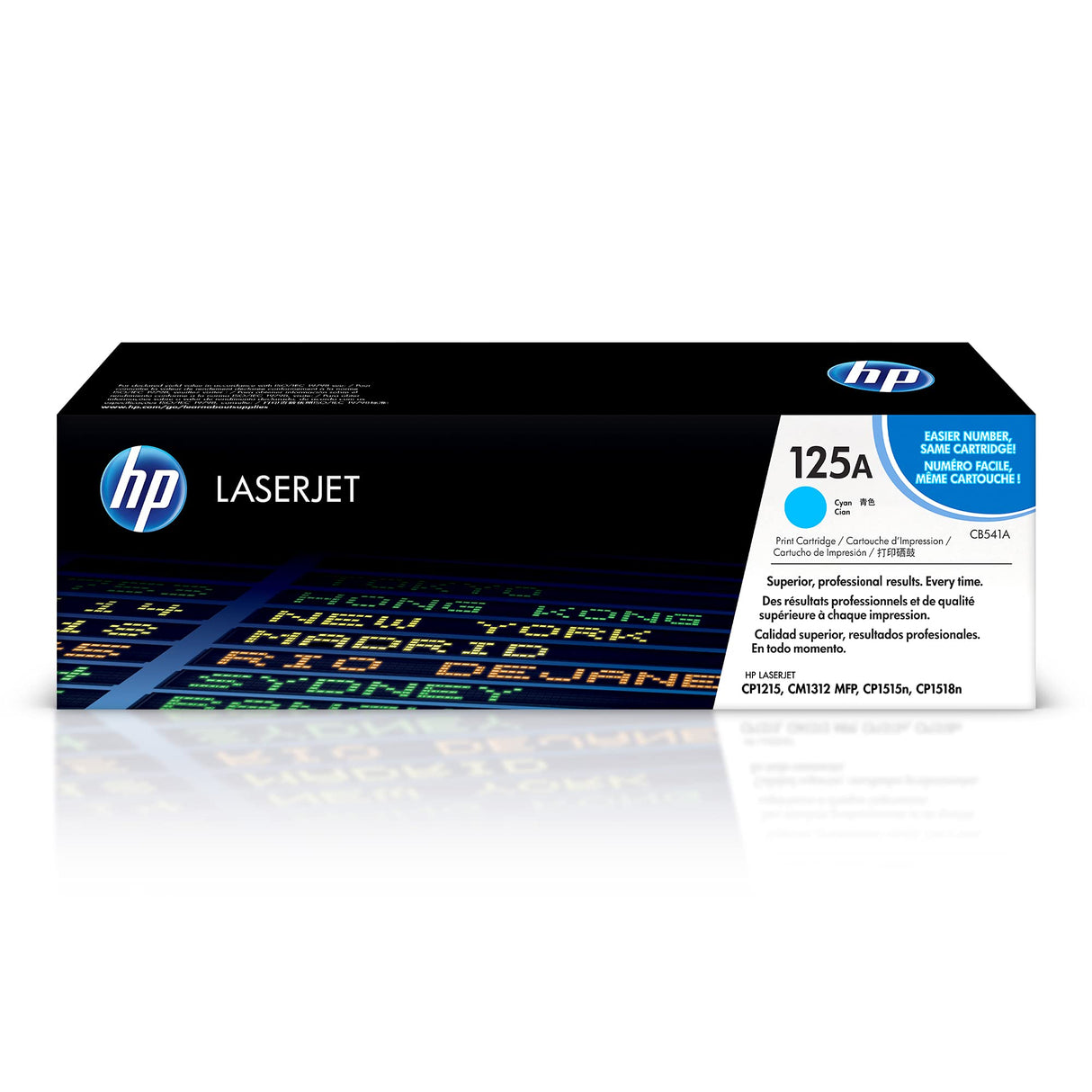 HP 125A CB541A, Cian, Cartucho Tóner Original, de 1.400 páginas, para impresoras HP ColorLaserJet CP1215, CP1515, CP1518, CM1312 y CP151n