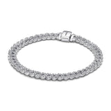 Pandora Timeless Pulsera de plata de ley con engaste pavé y circonitas cúbicas transparentes, 18