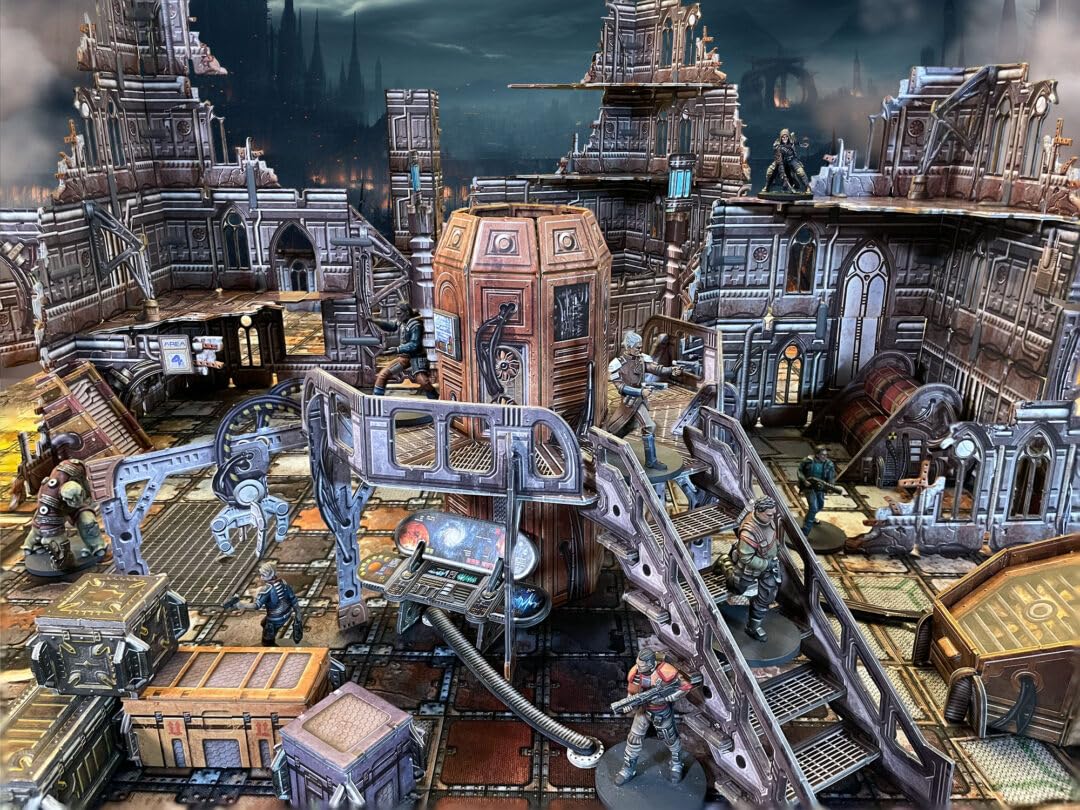 Battle Systems Terreno de Ciencia ficción - Terreno Espacial Modular 3D de 28 mm Juegos de Guerra y Juegos de rol - Modelos de construcción de Varios Niveles Impresos a Todo Color 3D