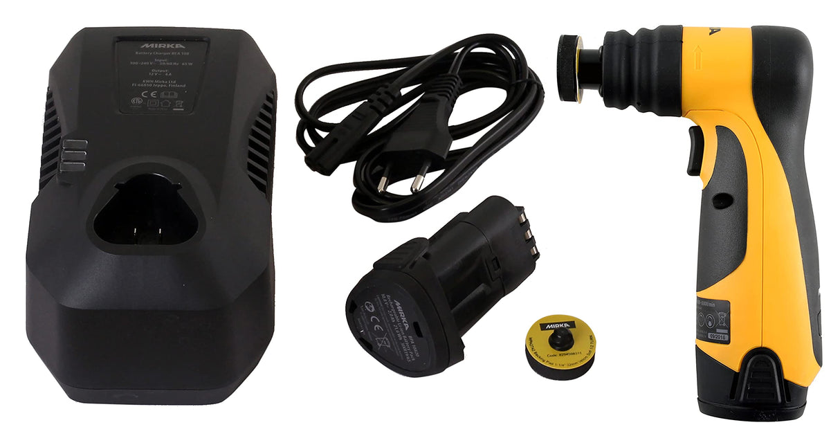 Mirka AOS-B 130NV Lijadora excéntrica sin cable para discos de lija de Ø 32mm, max 12V, incluye batería de 2,5Ah, carrera de 3,0mm, 8991230312