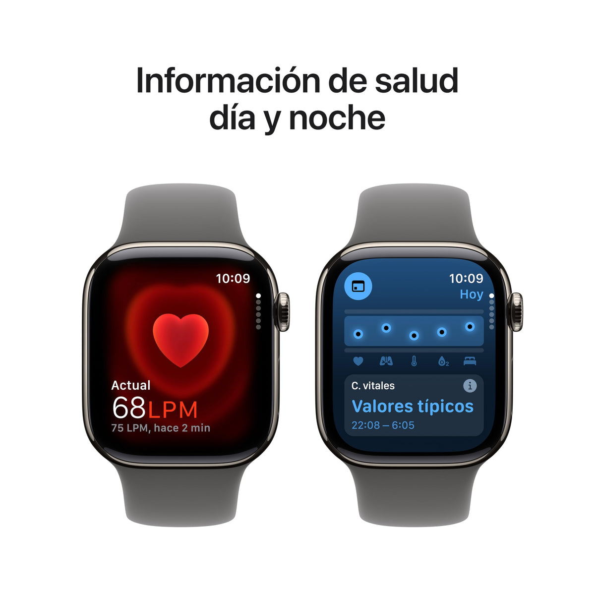 Apple Watch Series 10 GPS + Cellular Smartwatch con Caja de Titanio Natural de 42 mm y Correa Deportiva Gris Piedra - Talla M/L. Monitor de entreno, App ECG, Pantalla Retina Siempre Activa