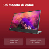 Lenovo L15 Monitor Portátil, Pantalla 15.6" FullHD IPS, 1920x1080, 60Hz, 6ms, Entrada 2 x USB-C, Cable USB-C a USB-C, Ajustable en Inclinación, Gris