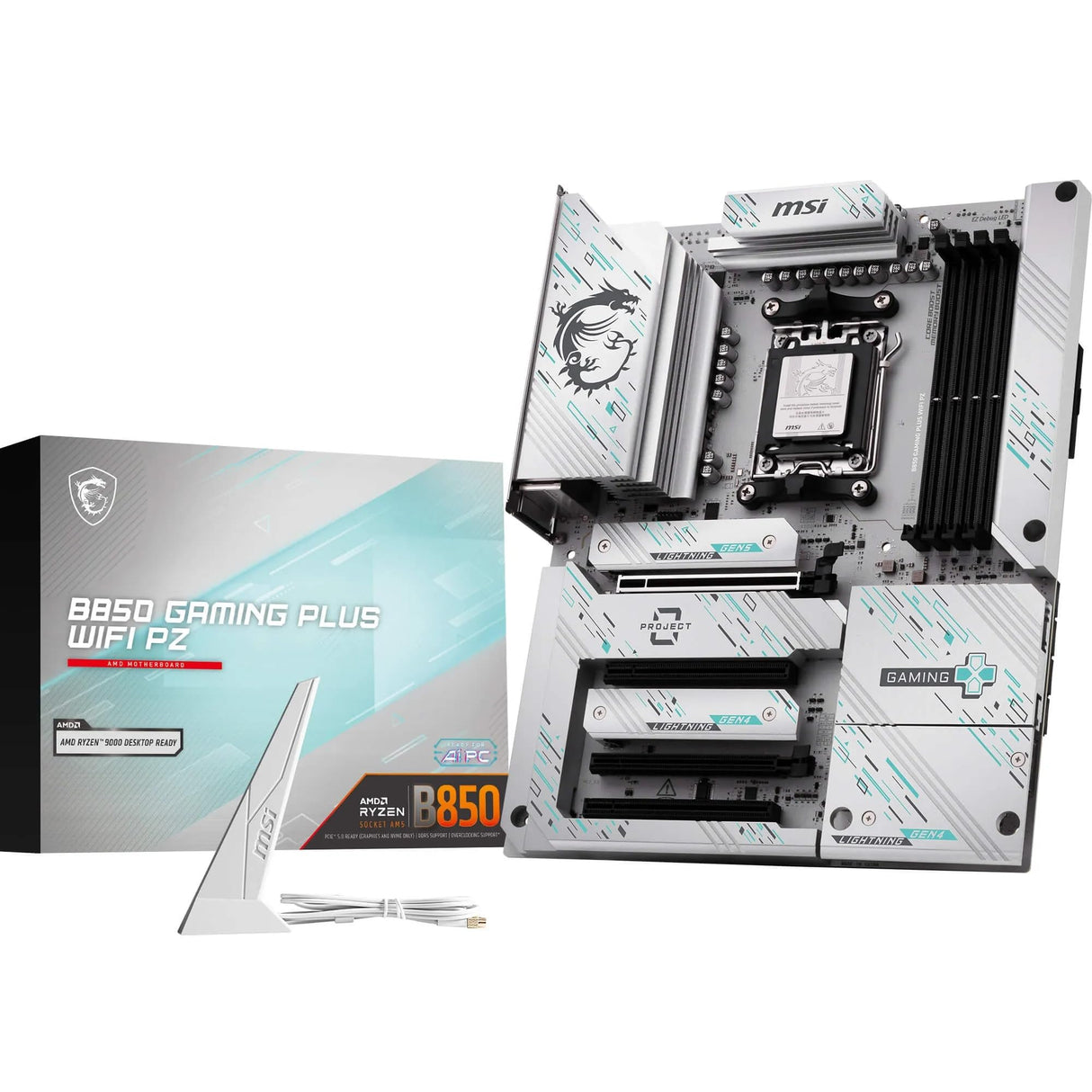 MSI B850 Gaming Plus WiFi PZ Placa Base, ATX - Compatible con procesadores AMD Ryzen 9000/8000 / 7000, AM5 - Memoria DDR5 Boost 8200+ MT/s (OC), PCIe 5.0 x16, M.2 Gen5, Wi-Fi 7, 5G LAN