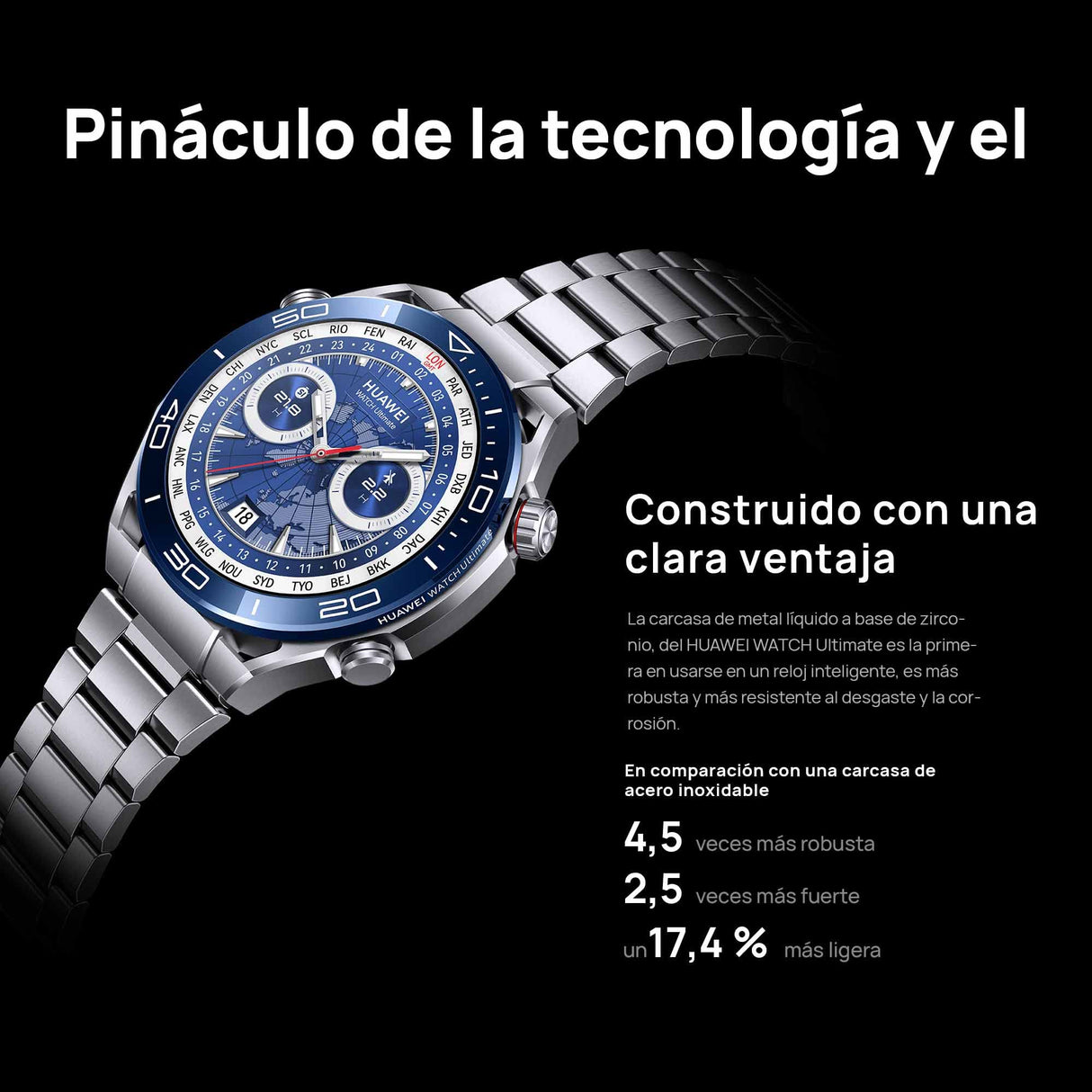 HUAWEI Watch Ultimate Smartwatch, iOS & Android, Material Innovador de Metal líquido, Tecnología de Buceo a 100 m, Pago NFC, Duración de la batería de 14 días, Gestión de la Salud Durante Todo el día