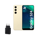 Samsung Galaxy S24 y Cargador 45W, Teléfono Móvil con IA, Smartphone Android, 8 GB RAM, 128 GB Almacenamiento, Cámara 50MP, Batería Larga Duración, Amarillo Amber (Versión Española)