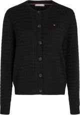 Tommy Hilfiger Cárdigan Mujer Trenzado, Negro (Black), XL