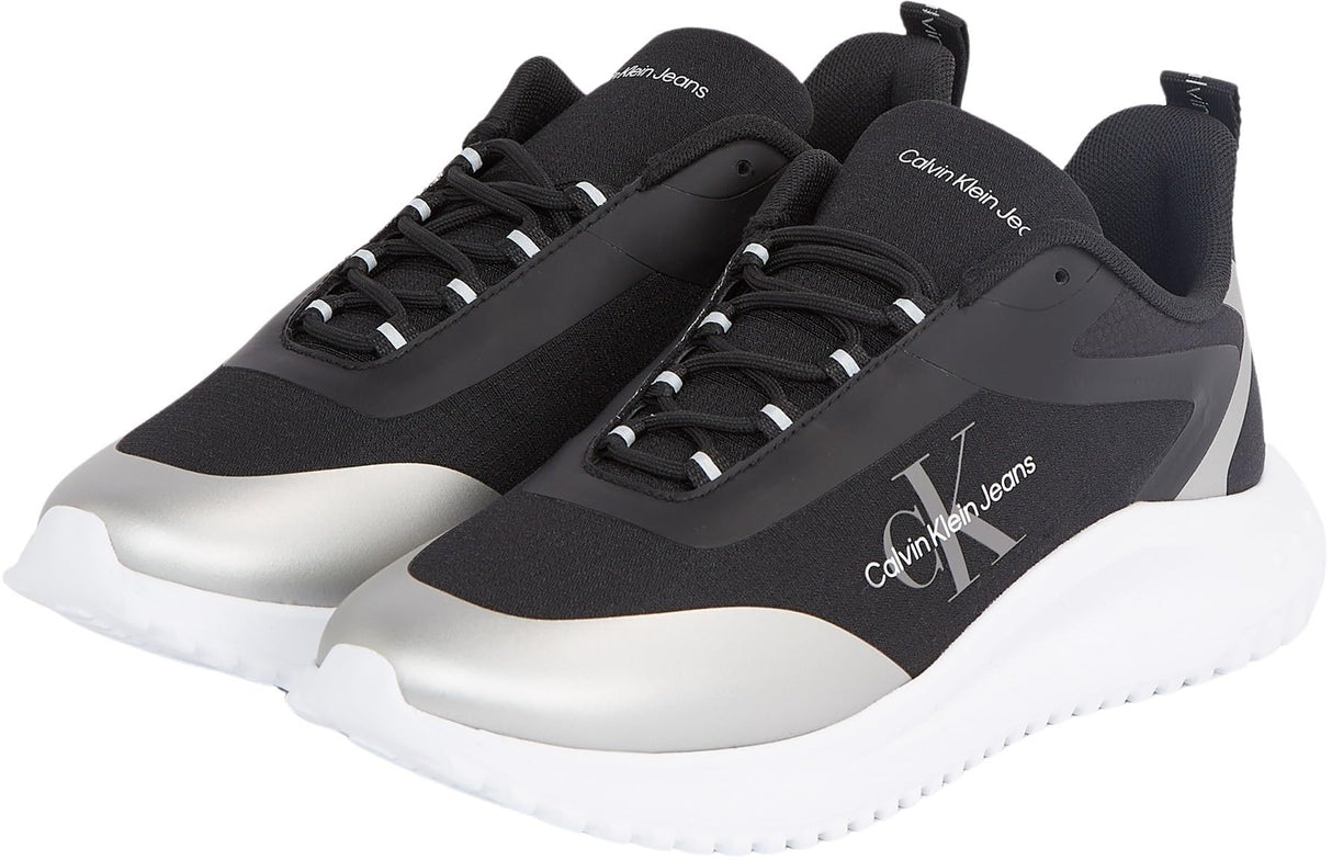 Calvin Klein Runner Sneaker Mujer Eva Runner Low Lace Mix sin Cordones, Negro (Black/Silver), 37