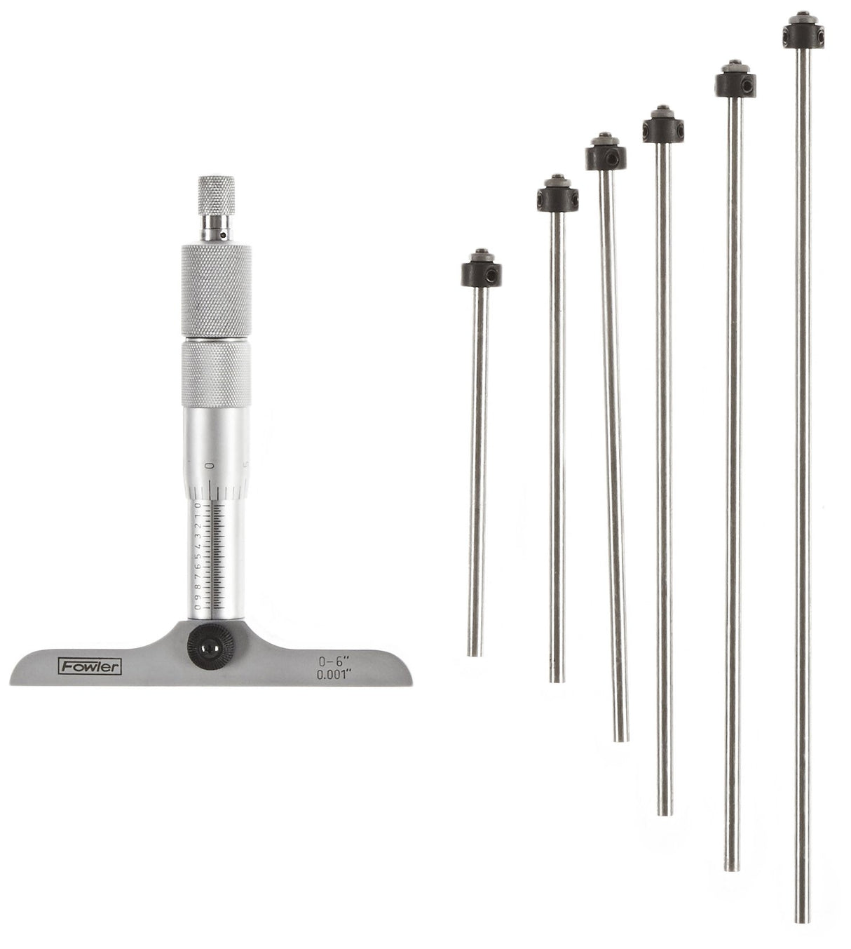 Fowler - Micrómetros de profundidad para ahorro (0,001 pulgadas), 0-6" Range, 0.001" Resolution, 1