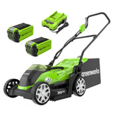 Greenworks G40LM35K2X Cortacésped de Batería para Céspedes de Hasta 400 m², Ancho de Corte 35 cm, Bolsa de 40L MÁS Dos Baterías de 40V 2Ah y Un Cargador, Garantía de 3 Años