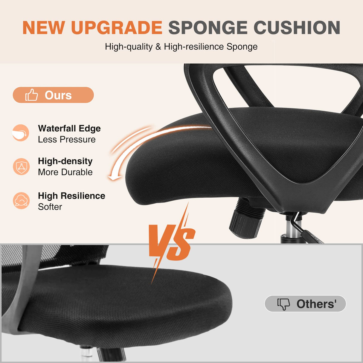 Sweetcrispy Silla de Oficina ergonómica, de Escritorio con Soporte Lumbar, reposabrazos Ajustables, Regulable en Altura, Adecuada para Dormitorio