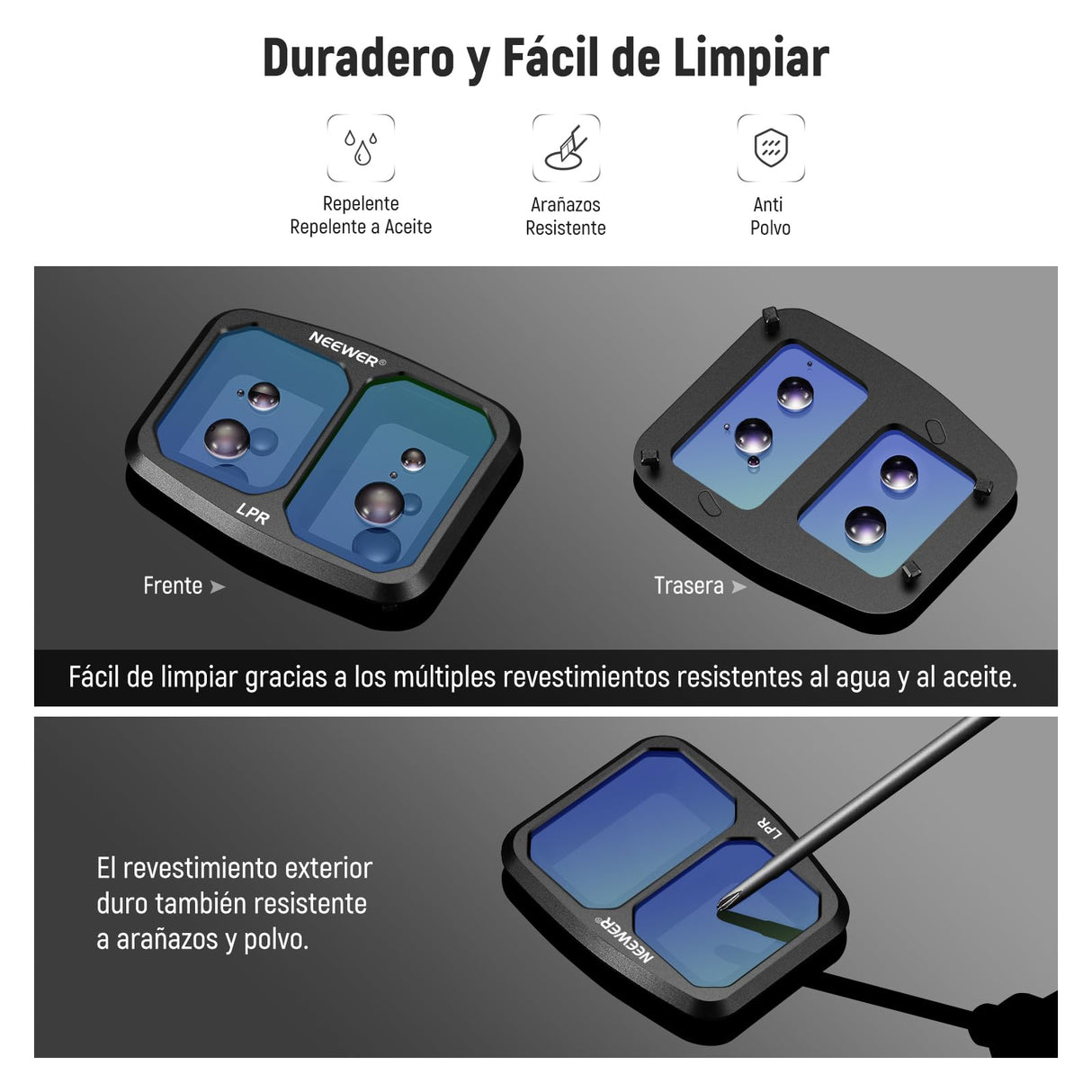 NEEWER Juego de Filtro ND y Efecto Compatible con dji Air 3, 10 Pack Snap On HD ND8/ND16/ND32/ND64/ND128/ND256 Densidad Neutra/Polarización CPL/Reducción de Lumínica/8x Estrella/Racha Azul Anamórfico