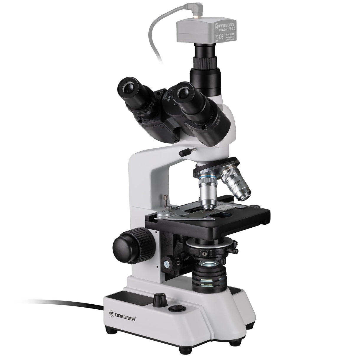 Bresser 5723100 Researcher Trino 40-1000x Microscopio, Negro/ Blanco