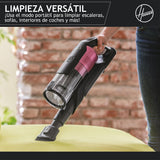 Hoover HF9 Home HF920H, Aspiradora Escoba sin Cable, sin Bolsa, 3 en 1, Escoba, de Mano y Vertical, Cepillo Antienredos, Autonomía 60 min, Color Gris/Rosa