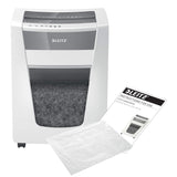 Leitz IQ Office Pro P5+ - Destructora de papel de corte supermicro, destruye 8-7 hojas a la vez (70-80 gms), papelera de 30 l, blanco, 80040000