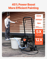 VEVOR Pulverizador de Pintura 950 W Máquinas Pintura Airless 2 L/min Pistola de Pulverización Eléctrica sin Aire con Carro Presión Máxima 3000 PSI con Manguera de 15 m para Pared, Mueble, Cercas