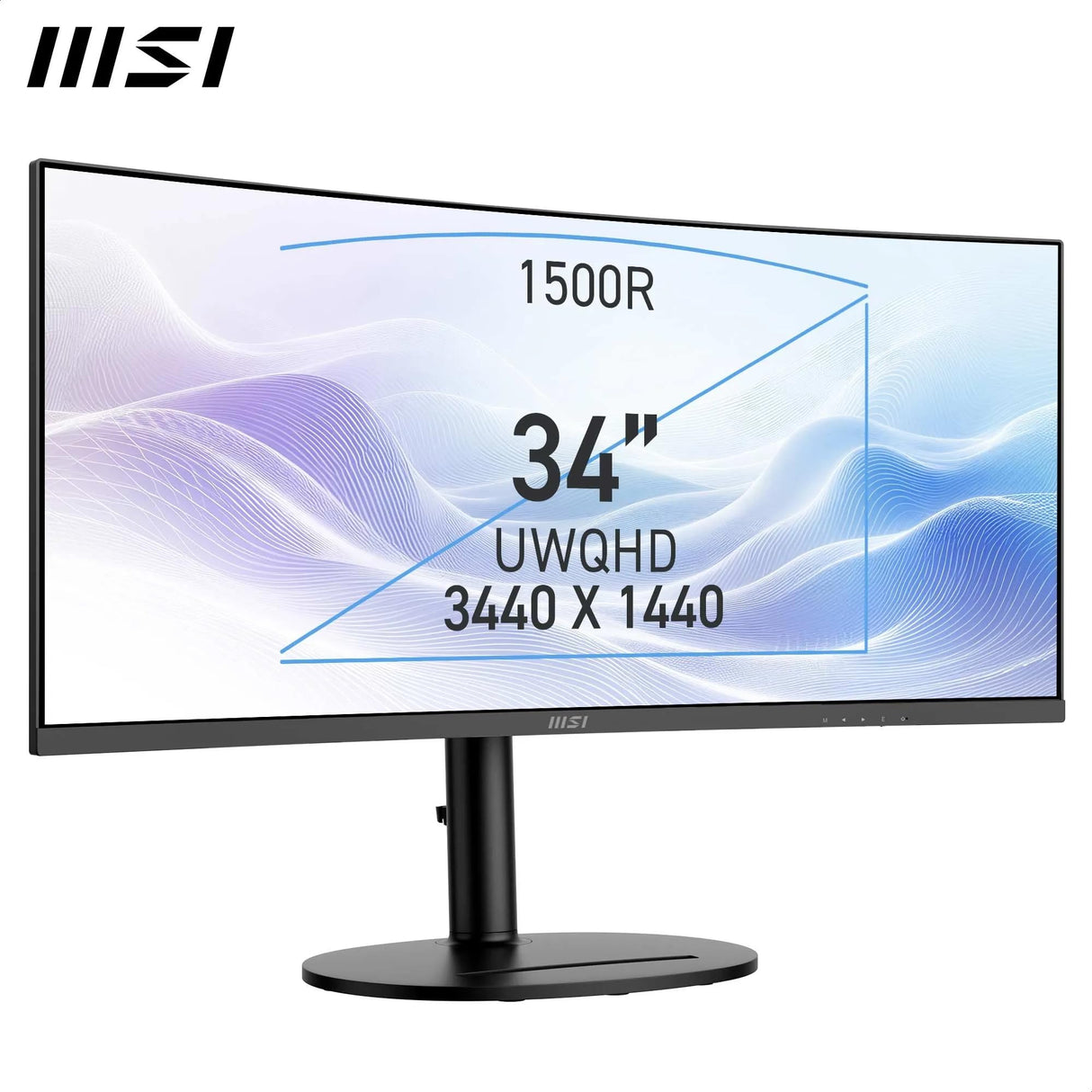 MSI Modern MD342CQP Monitor Curvo de 34'' UWQHD 1500R - Panel VA 3440 x 1440, KVM, Pip/PBP, Amplia, Altavoces Integrados, Ajustable en 3 direcciones - HDMI 2.0b, DisplayPort (1.4a)
