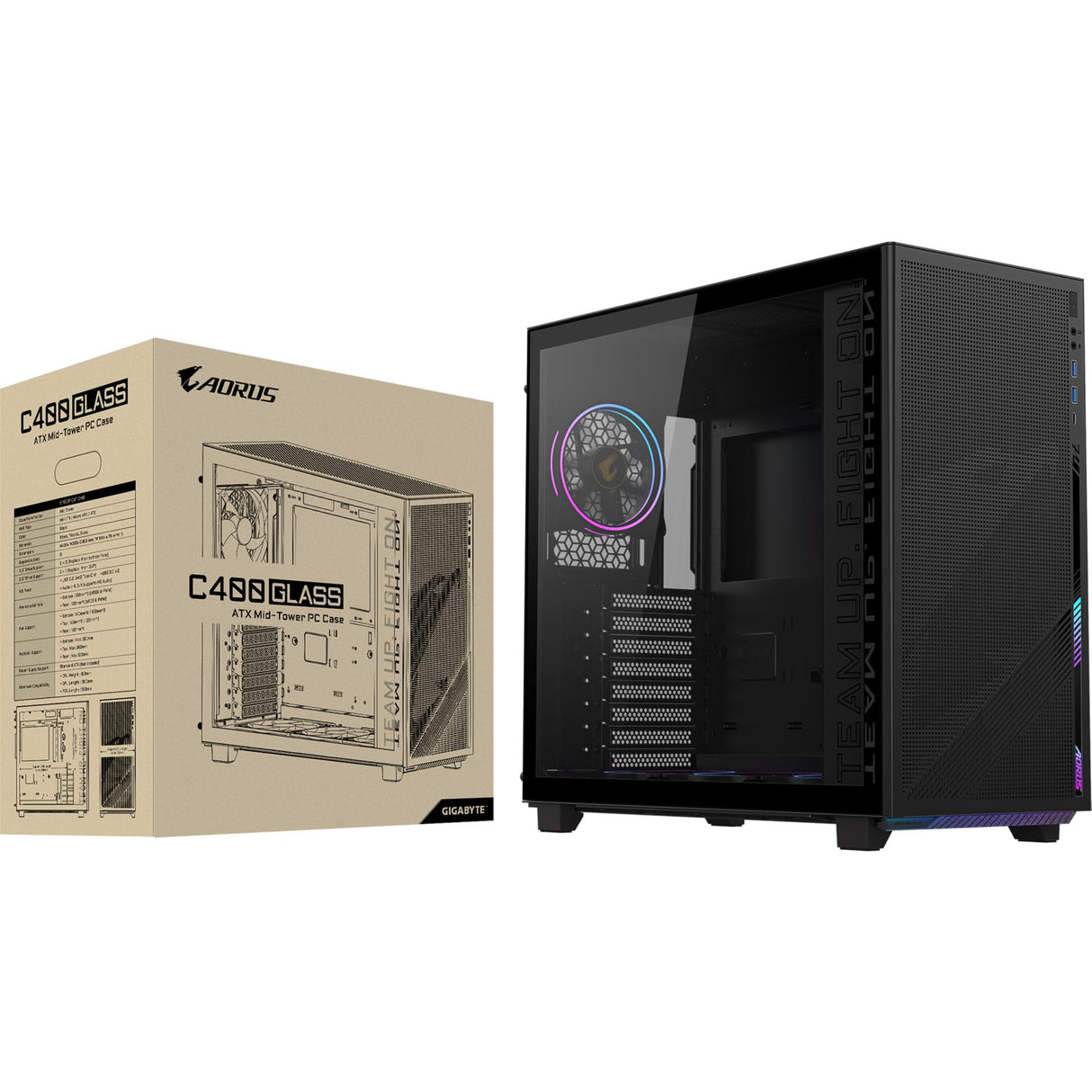 Aorus C400 - Carcasa de Cristal para Torre Media, Color Negro