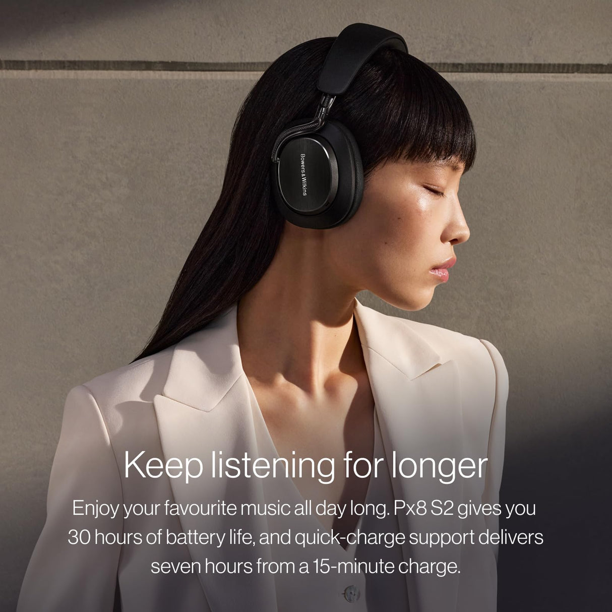 Bowers & Wilkins Px8 S2 Auriculares Circumaurales Inalámbricos con Cancelación de Ruido, Bluetooth, Carga Rápida - Onyx Black