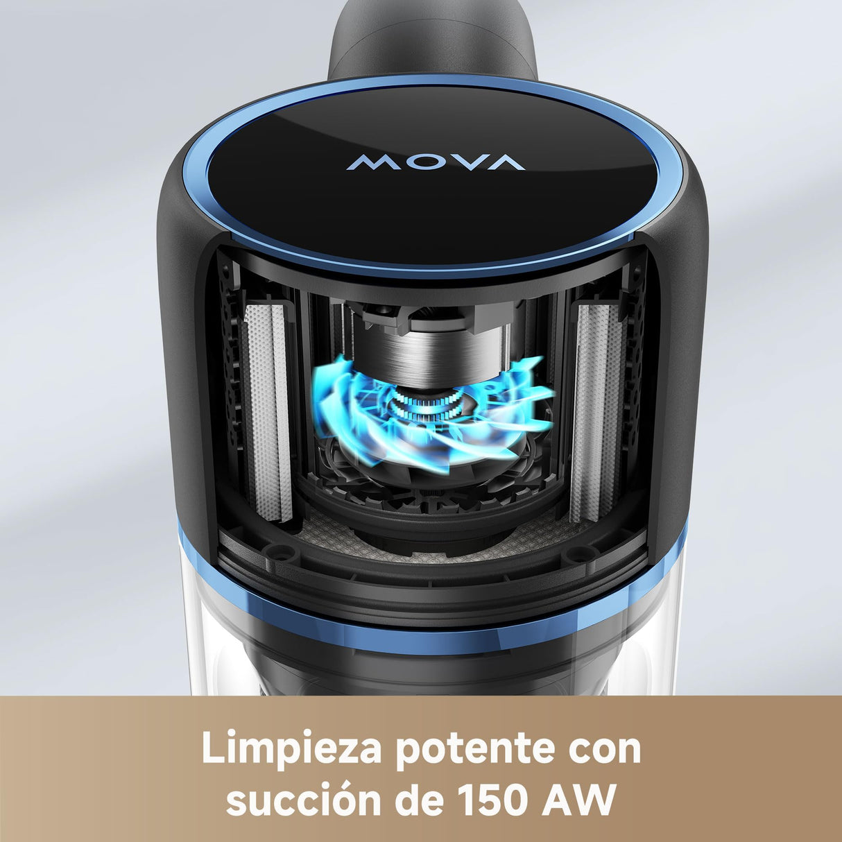 Mova S4 Detect Aspirador de mango inalámbrico con potente potencia de succión de 150 AW, tiempo de funcionamiento máximo de 90 minutos, un cepillo multisuperficie OptiInsight