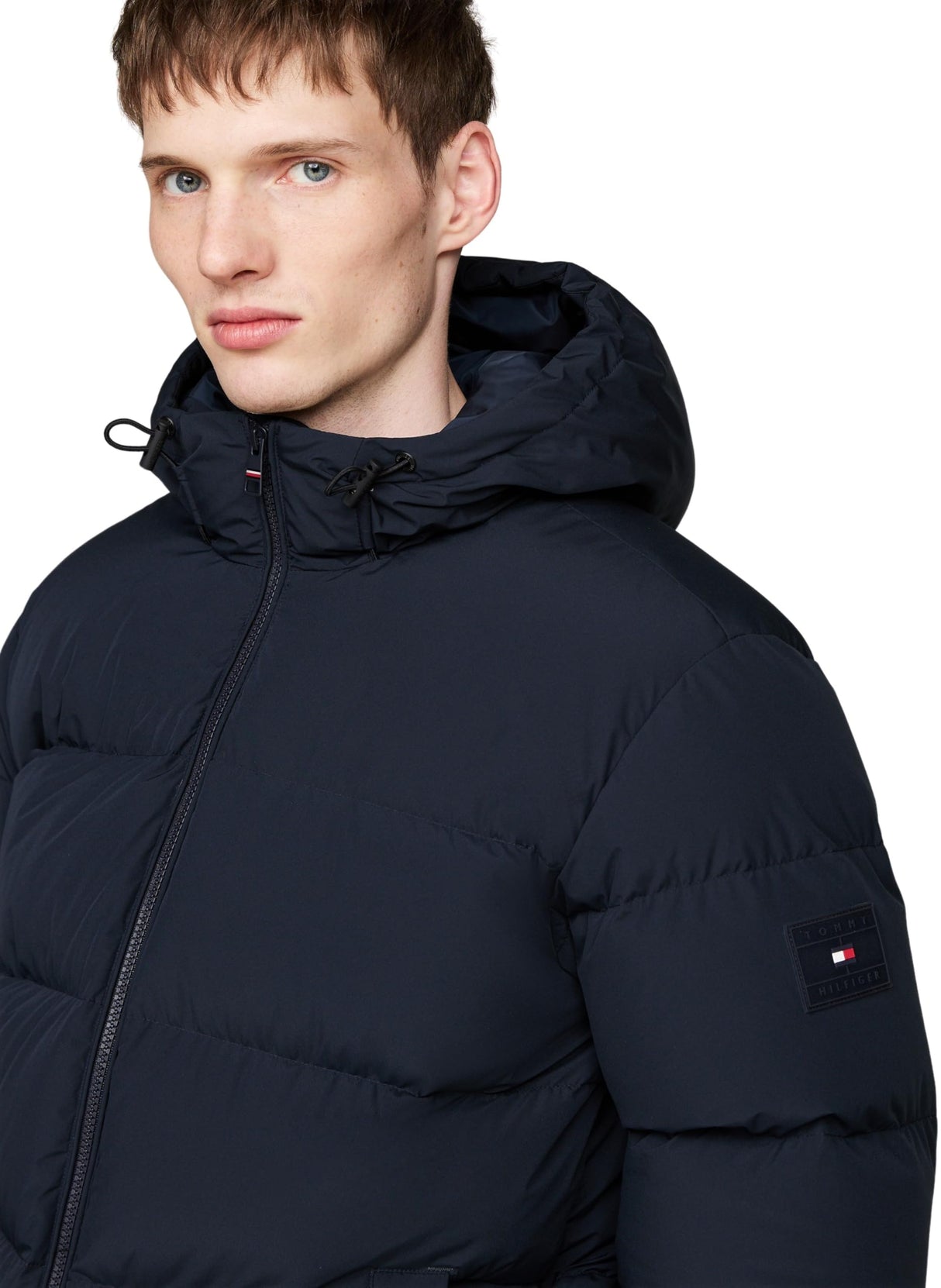 Tommy Hilfiger Cazadora Acolchada Hombre Down Hooded Puffer Jacket con Capucha, Azul (Desert Sky), S