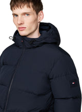 Tommy Hilfiger Cazadora Acolchada Hombre Down Hooded Puffer Jacket con Capucha, Azul (Desert Sky), S