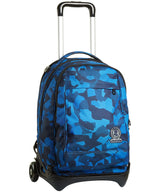 Invicta Mochila con Ruedas Desmontables + Carro, CAMO SQUARED, Azul Camu - Mochila 3 en 1, Trolley Escolar con Carro, Crossover System - Bolso Escolar Niños y Adolescentes - Doble Bolsillo Frontal
