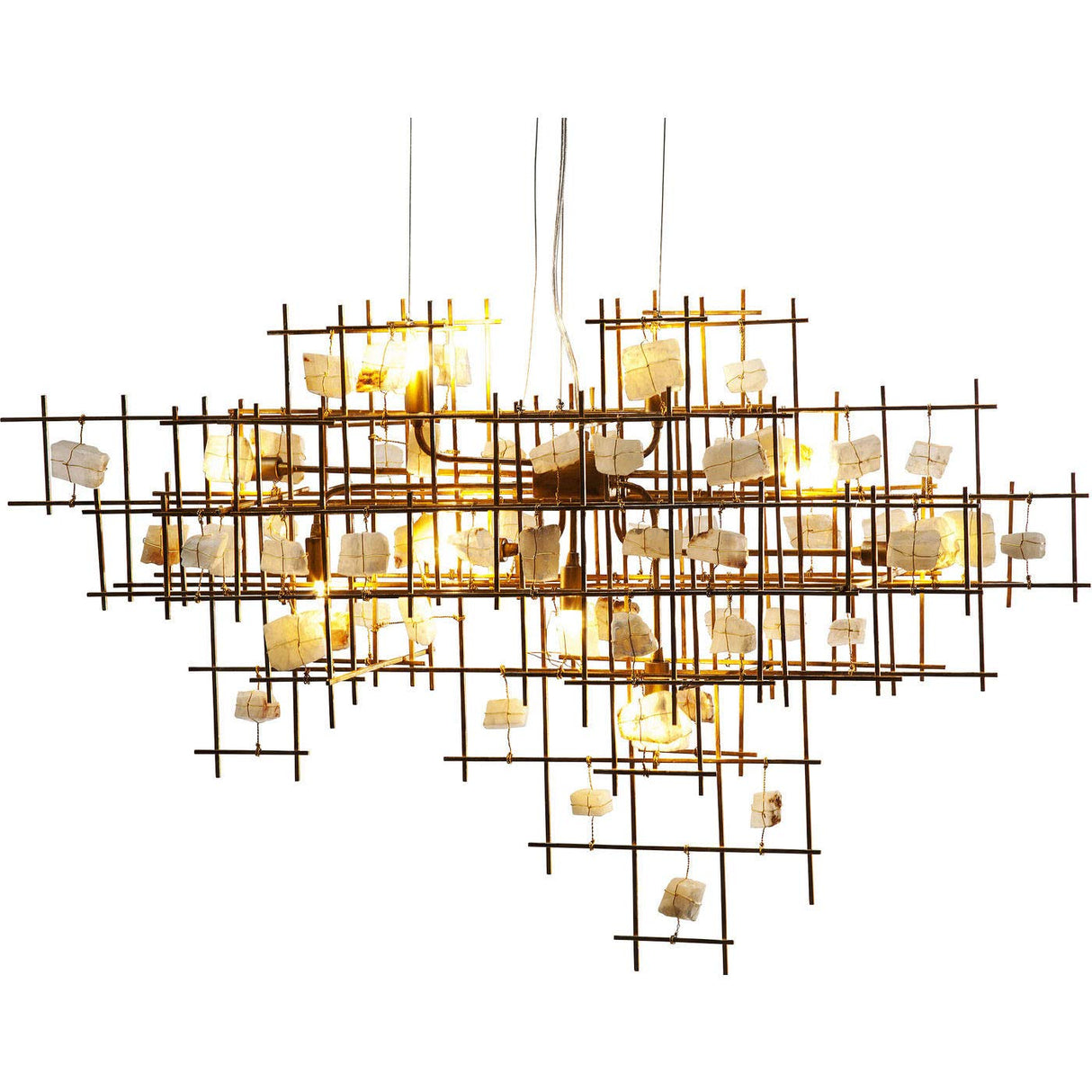 Kare lámpara Colgante, Dorado, 27 x 100 x 60 cm G9